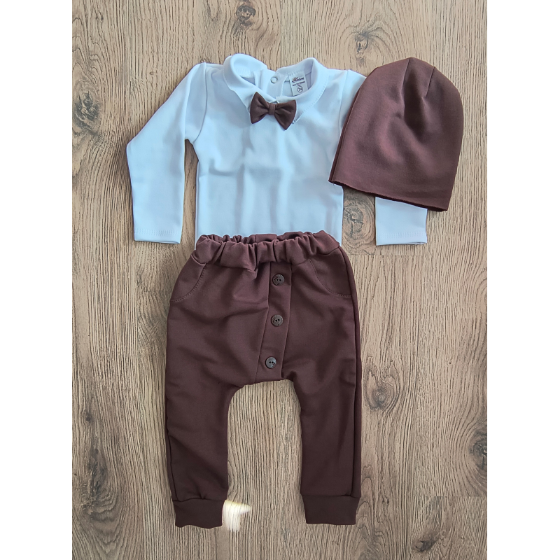Set Chlapčenský Elegan - tmavohnedá